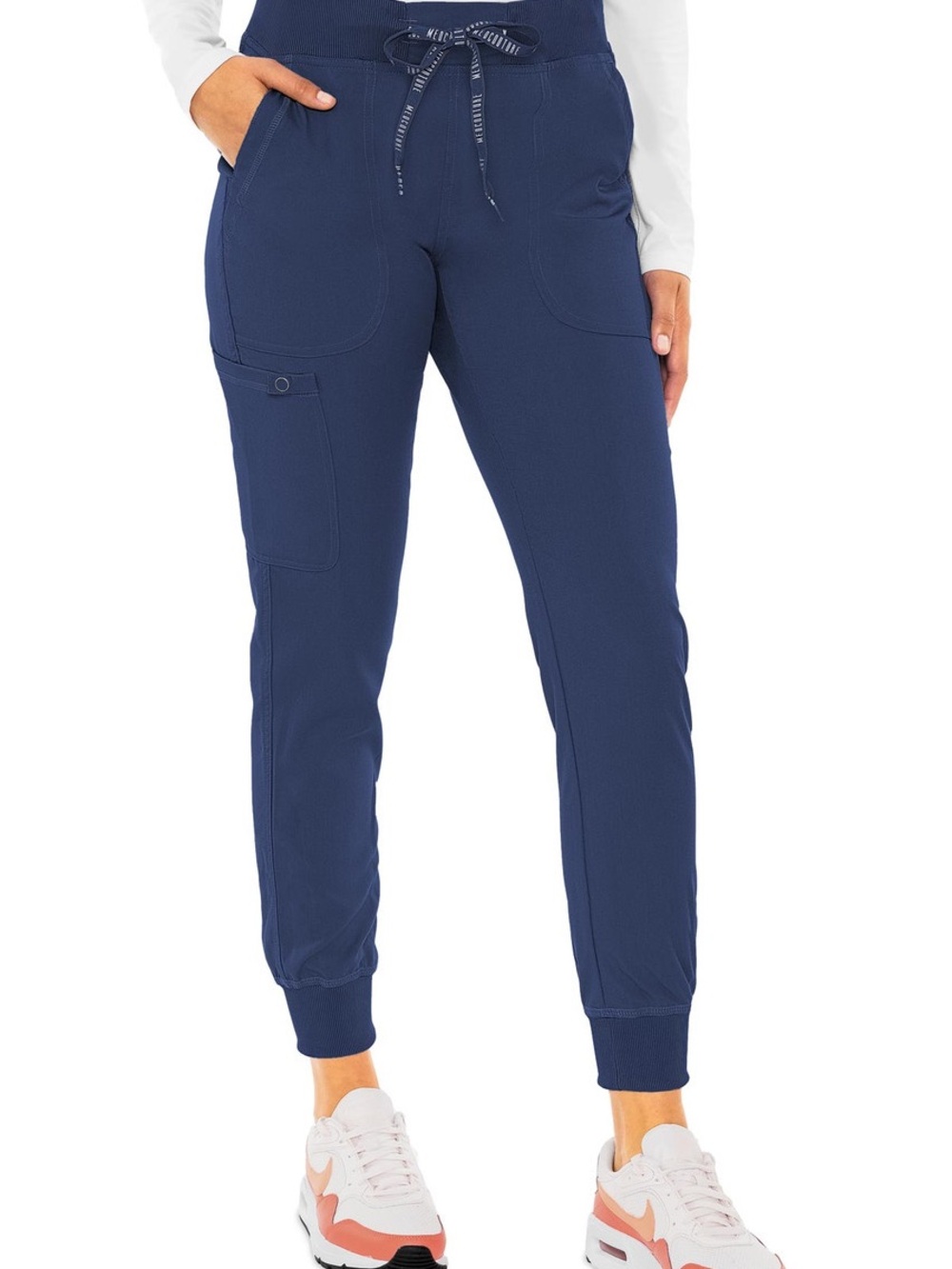 Med Couture Women’s Navy Drawstring Scrub Jogger Pants Large